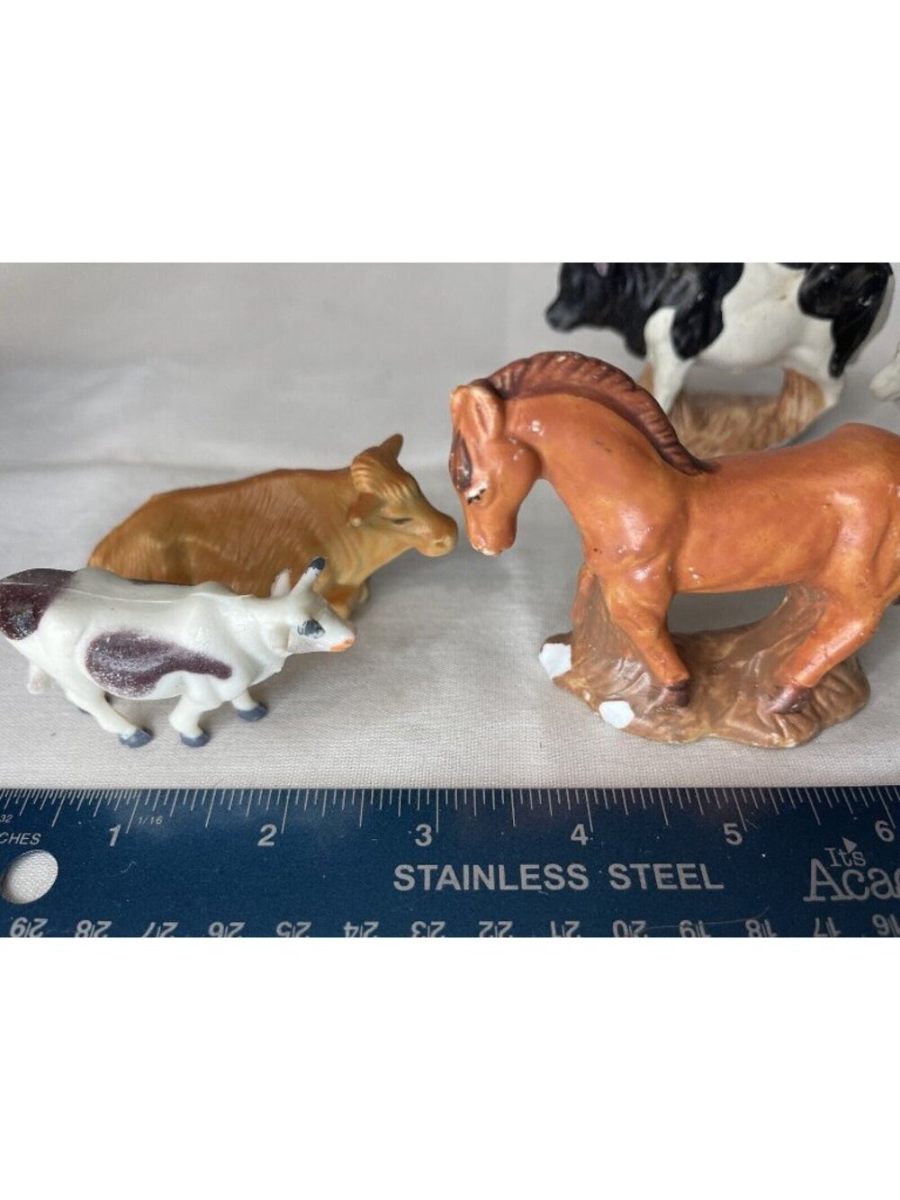 7pcs Bent & Dent Chpped Animal For Village Lot Barn Yard Vintage RARE Christmas